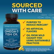 Viva Naturals Triple-Strength Omega 3 Fish Oil Supplement, 2500 mg, 60 Pescatarian-Friendly Softgels