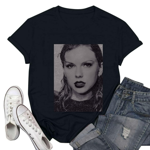 TayIor Sw1ft Chemises, Tyler Sw1ft Merch, Tyler Sw1ft, Mode Décontractée Imprimée Col Rond Manches Courtes Chemises Blouse Femme Graphique Amateur de Musique TKFASHION Gris Foncé L