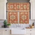 thumbnail image 4 of 3 Piece Kitchen Curtains and Valances Set Orange Boho Cafe Curtains 36 Inch Length Geometric Antique Tribal Retro Ethnic Valance & Tier Curtain for Living Room Bedroom Small Window 54"x18"+27"x36"*2, 4 of 6