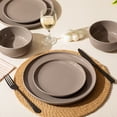 thumbnail image 6 of KINGSTONE 12 Piece Dinnerware Set, Solid Taupe Gloss Ceramic, Service for 4, Plates and Bowls Set, Dishwasher & Microwave Safe, 6 of 10