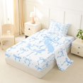 thumbnail image 2 of Manfei Blue Ribbon Bow Letter Monogrammed S Twin Sheet Sets 3pcs for Teens Girls,Kids Cartoon Bowknot Polka Dots Bedding,Breathable Home Decor, 2 of 5