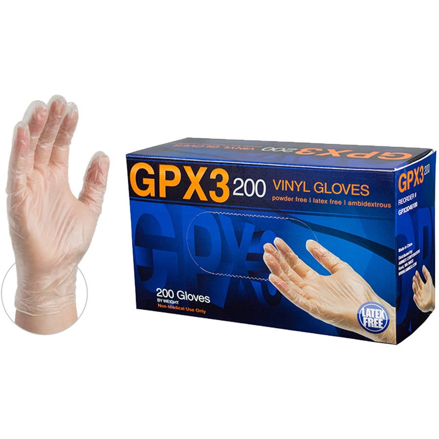 GPX3 200 Clear Vinyl Industrial Disposable Gloves, Medium by AMMEX