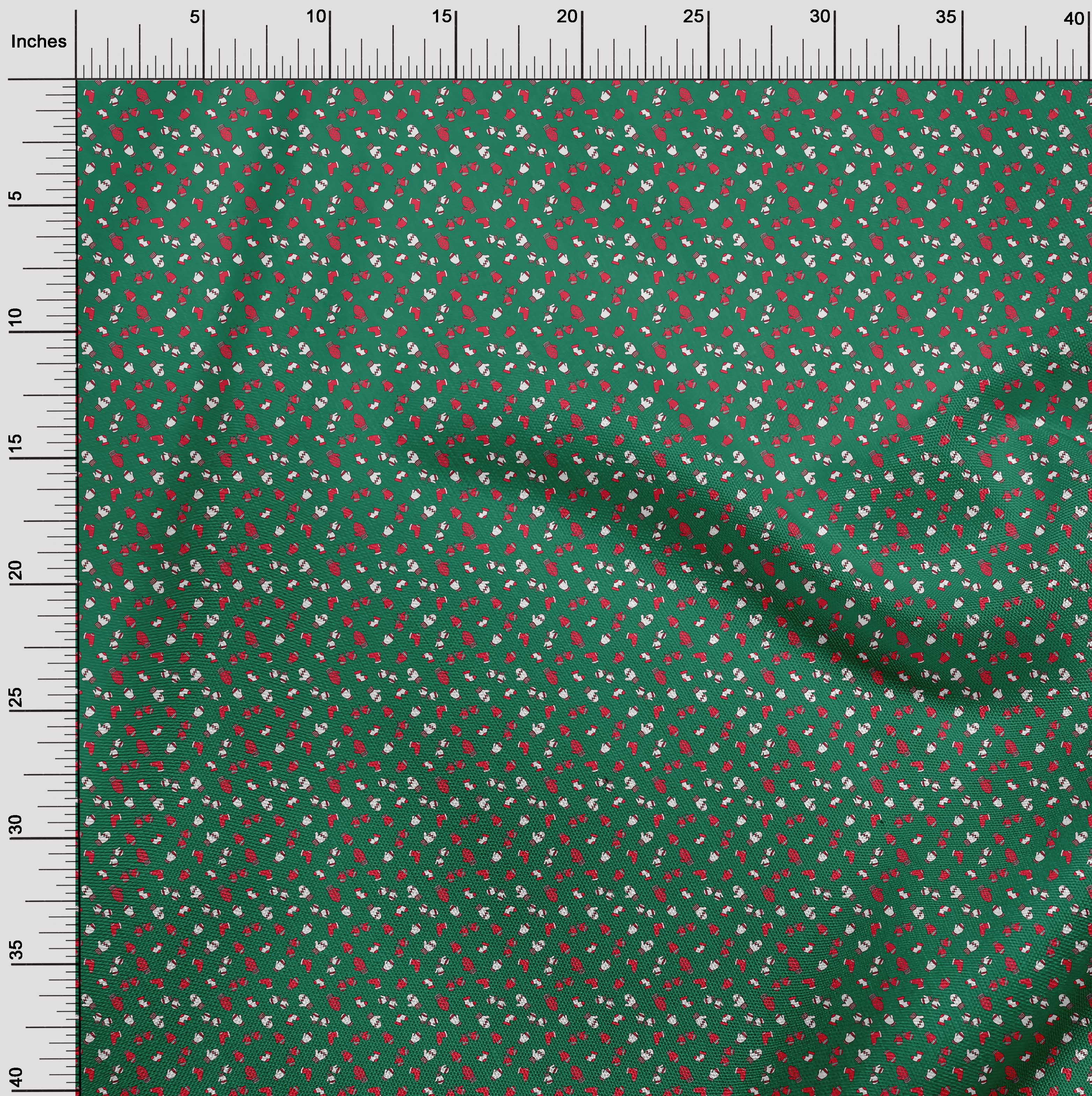 oneOone Viscose Chiffon Green Fabric Christmas Quilting Supplies Print Sewing Fabric By The Yard 42 Inch Wide