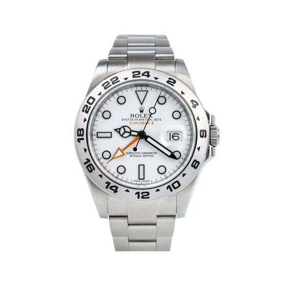 Pre-Owned Stainless Steel Rolex Explorer II 216570 42mm White Dial