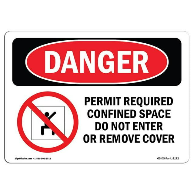 SignMission OS-DS-A-1218-L-2172 Signal de Danger OSHA 12 x 18 Po - Permis Requis