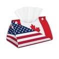 thumbnail image 2 of Lsque USA Canada Flag Printed Long Tissue Box Cover Holder, Facial Paper Organizer Dispenser,Triangle with Bottom Belt, PVC Leather Decorative Organizer, 2 of 9
