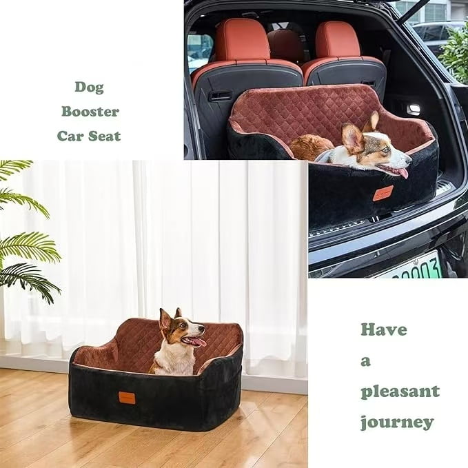 Lealchum Large Dog Car Seat,Memory Foam Cushion Car Seat for 2 Small Dogs,Medium dog car seat(Black)