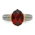 thumbnail image 5 of Shey Couture Sterling Silver with 14K Accent Antiqued Oval Garnet Ring QTC664, 5 of 7