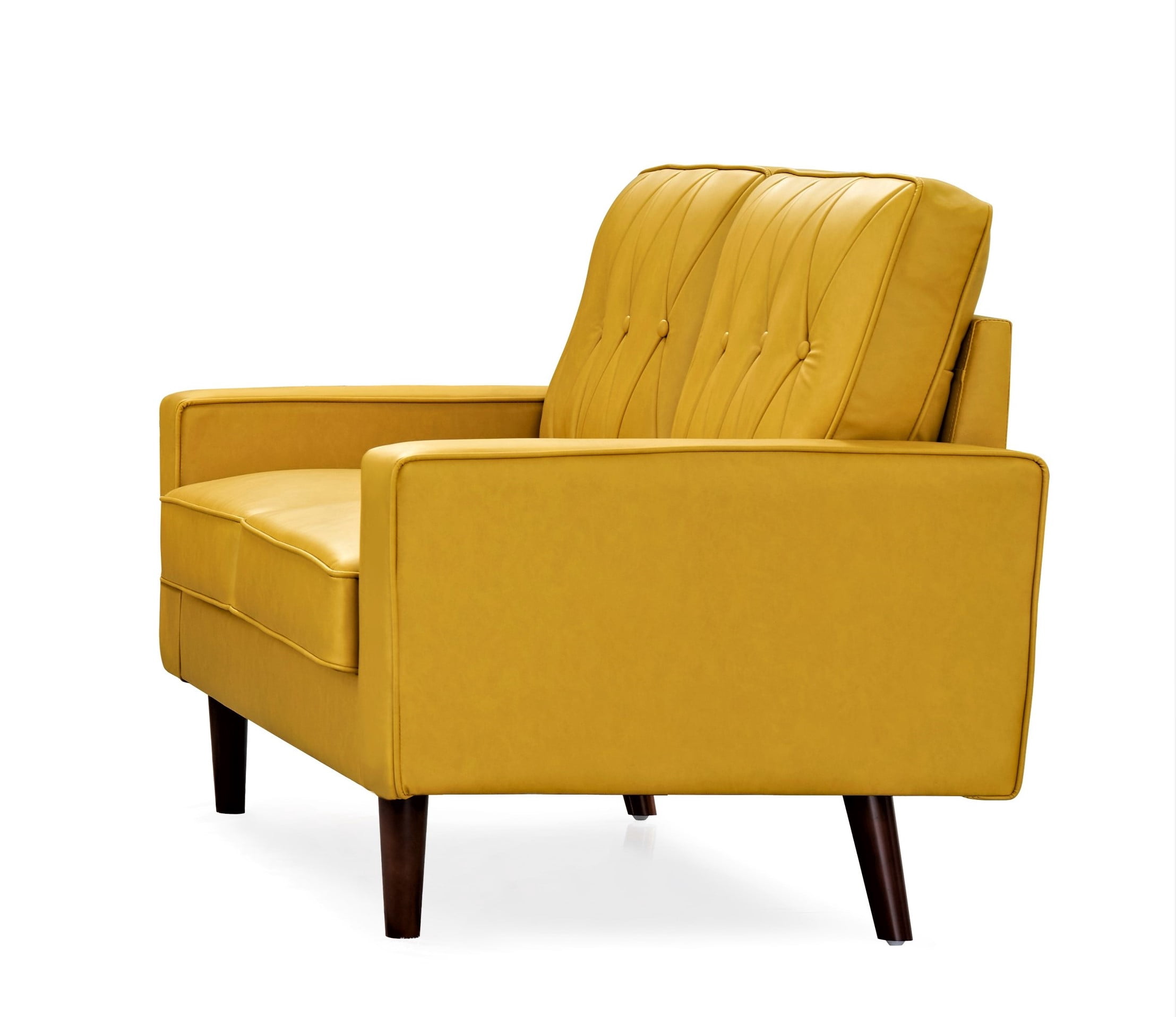 Uspridefurniture Acire 57.5" Faux Leather Cushion Back Loveseat, Mustard Yellow
