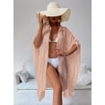 thumbnail image 3 of Minjewel Women's Cotton Beach Cover Up Shirt, Long Sleeve Sun Protection Bikini Cover Up & Swimsuit Outerwear for Vacation, Swimsuits for Women,Pink One Size, 3 of 8