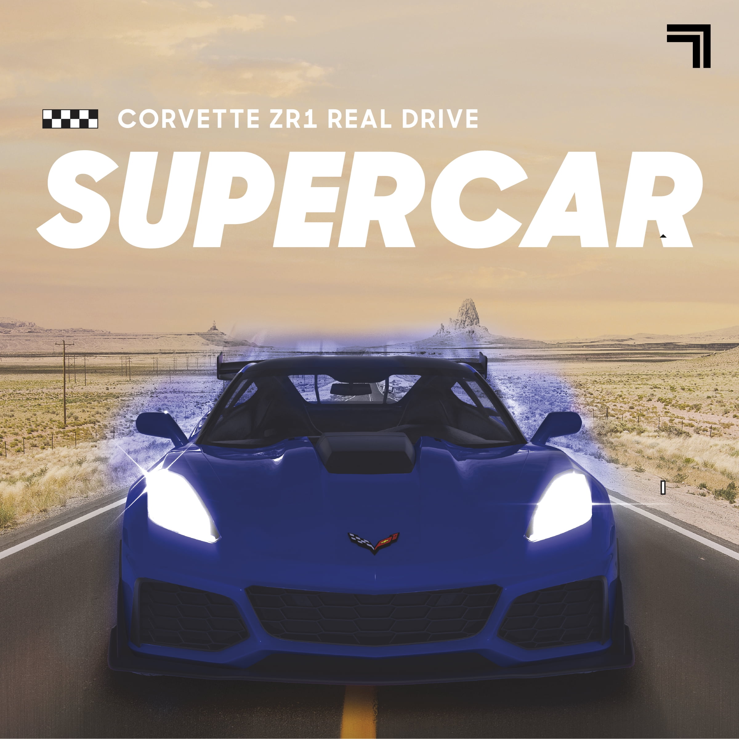 Sharper Image RC Chevrolet Corvette ZR1, 2.4 GHz Remote Control Sports Car with Gravity Sensor Steering, 1:16 Scale Model with LED Lights