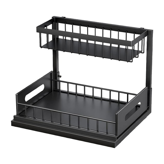 MOPOOR Under Sink Organizer, Pull Out Cabinet Organizer 2 Tier Slide Out Sink Shelf Cabinet Storage Shelves Under Sink Storage for Kitchen Bathroom Cabinet
