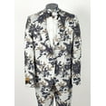 thumbnail image 2 of Mens 2 Button White, Navy, & Gold Foil Floral Paisley Prom and Wedding Tuxedo By Alberto Nardoni Brand Designer, 2 of 3