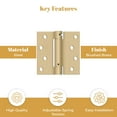 thumbnail image 2 of Deltana DSH44U4 4" x 4" Spring Hinge; Satin Brass Finish, 2 of 5