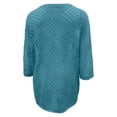 thumbnail image 5 of Ounisa Boho Crochet Tops for Women 3/4 Length Sleeve V Neck Hollow Out Knit Sweater Shirt Summer Lightweight Beach Cover Ups, 5 of 5
