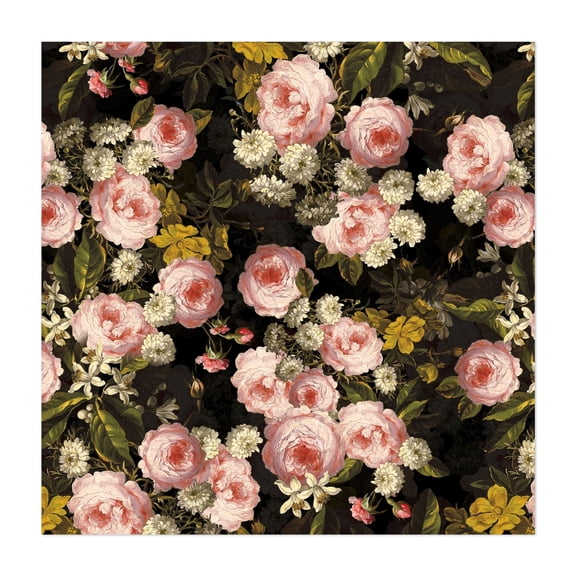 Baroque Midnight Vintage Rose Flowers Garden - Painting Floral Botanical Flowers Garden Vintage Pattern Nature Unframed Wall Art Print 6 x 6 inches