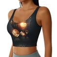 thumbnail image 2 of Goofa Creative Poker Printed Sports Bras for Women, High Impact Running Bra Workout Crop Tank Tops Longline Sports Bra Push up-, 2 of 9