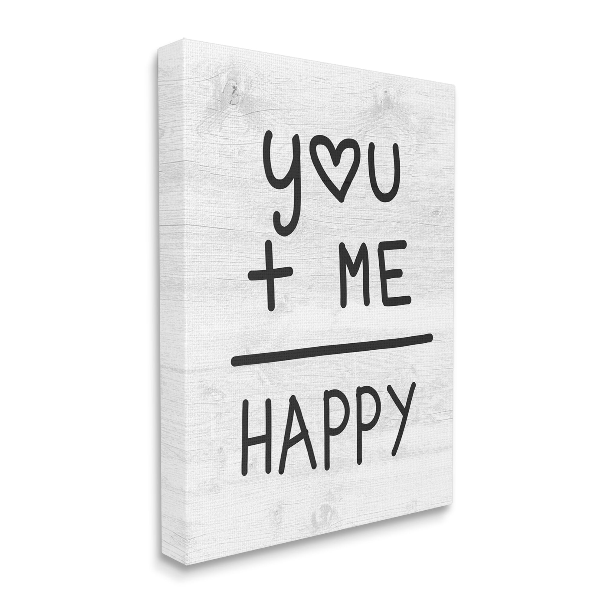 Stupell Industries You + Me = Happy Romantic Phrase Inspirational Painting Gallery Wrapped Canvas Print Wall Art