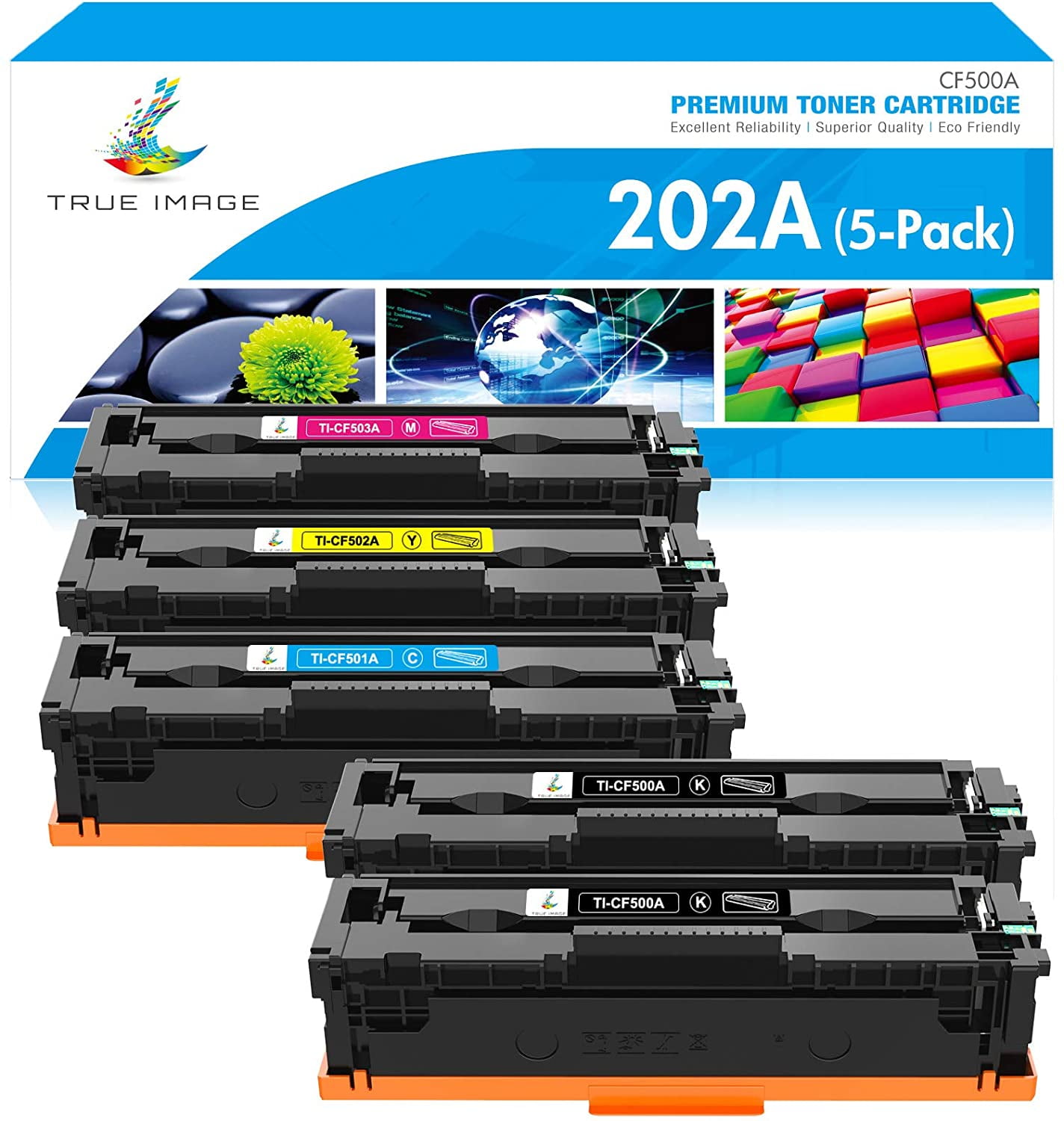 Omhoog gaan Anoi Zonsverduistering 202A Toner Cartridge 5-Pack Compatible for HP 202A 202X CF500A CF500X for  HP Color Laserjet Pro MFP M281fdw M281cdw M254dw M281fdn M254dn M254nw M281  M254 Printer Ink - Walmart.com