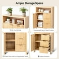 thumbnail image 5 of Ktaxon Fluted MDF Bathroom Floor Cabinet with Grille Single Door and Three Drawers, Oak, 5 of 9