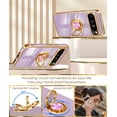 thumbnail image 4 of KOMI for Google Pixel 9 Case,Pixel 9 Pro Case with 2X Screen Protector, 360° Rotatable Ring Holder Magnetic Kickstand,Plated Gold Edge Slim Soft TPU Protective Cover for Google 9 (Purple), 4 of 7