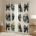 thumbnail image 2 of Castle Fairy Teens Gothic Skull Blackout Curtains Set of 2 (52x84 Each),Black Bow Window Curtains,Chic Flower Curtains and Drapes,Lightweight Abstract Room Decor, 2 of 6