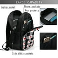 thumbnail image 4 of Balery Heart Black Buffalo Plaid Gingham Mochila con carga USB para hombre y mujer - Mochila impermeable y antirrobo para laptop con puerto USB para viajes, trabajo, 4 of 7