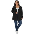 thumbnail image 3 of DARING DIVA Women's Plus Open Front Long Sleeve Lightweight Cardigans 3X Black, 3 of 6