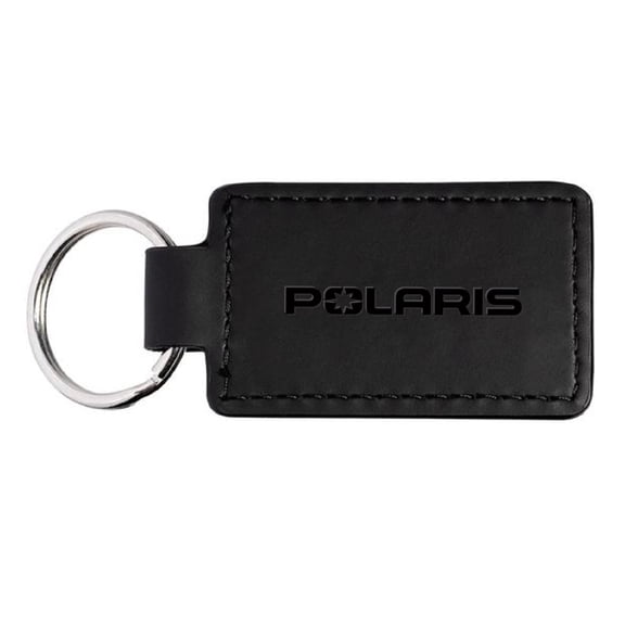 Polaris New OEM Leather Key Chain with Logo, Black, 2861616