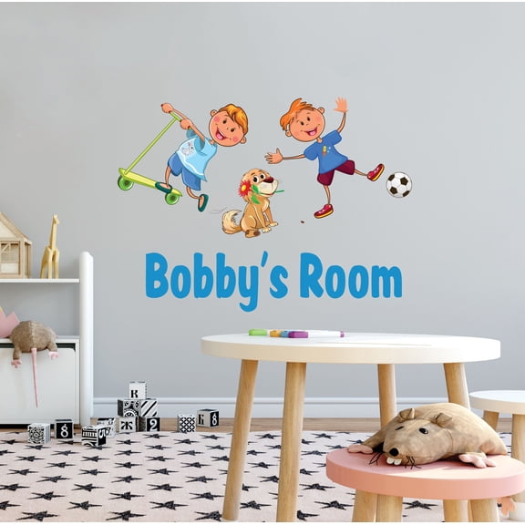 KIDS ROOM - Multicolored Adhesive Home Wall Decoration Sticker Kids Playroom Bedroom Customized Name Removable Wall Decal 10" x 7"