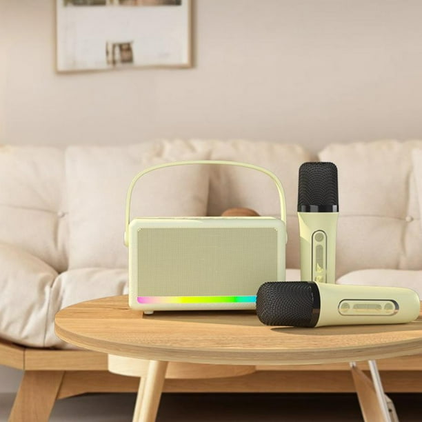 Altavoz Bluetooth, altavoz de karaoke portátil para exteriores con audio Bluetooth, mini micrófono inalámbrico, micrófono para cantar en casa, máquina integrada, altavoz Bluetooth con dos micrófonos,