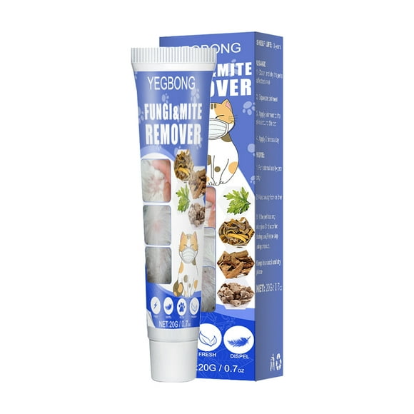 Jinveno 20g Anti Mites Anti Fungus Dog Cat Treat Deworming Ointment Bug Eliminator Kitten Mite Removal Cream Relief Itching Pet Supplies