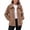 Coffee, variant on Women's Winter Fleece Jacket Textured Cable Knit Pattern Zip Up Turn Down Collar Warm Coat Casual Relaxed Fit Plush Outerwear with Pockets for Daily Wear