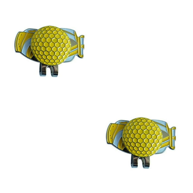 fastboy Golf Hat Clip Lightweight Wear-resistant Golf Ball Marker High Density Good Fixation Caps Clamp Gloves Shaped Fastener Yellow 2Set