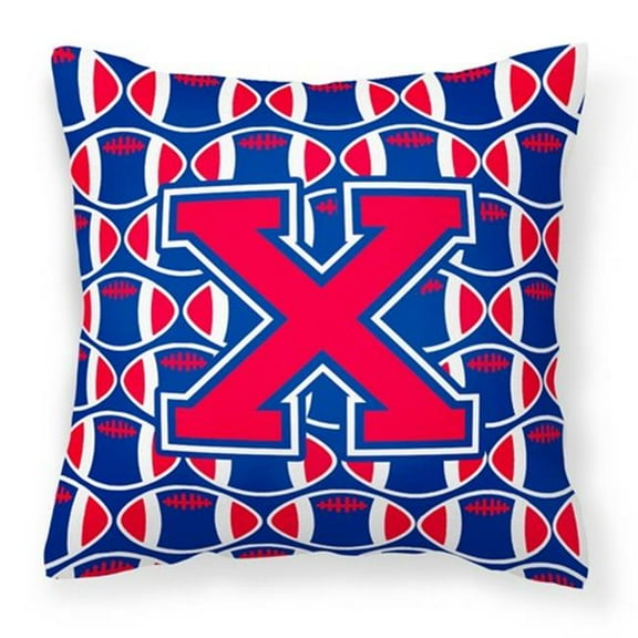 Letter X Football Harvard Crimson & Yale Blue Fabric Decorative Pillow