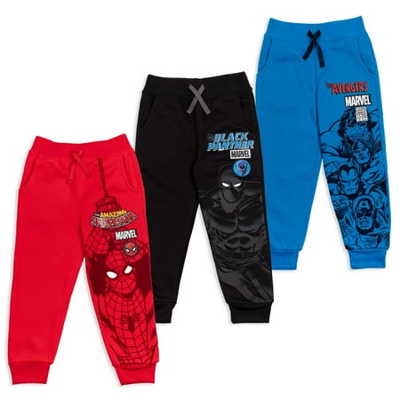 Marvel Avengers Spider-Man Thor Captain America Toddler Boys Fleece 3 Pack Jogger Pants 5T