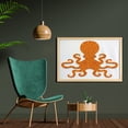 thumbnail image 2 of Kraken Wall Art with Frame, Spotty Octopus Pattern in Vivid Colors Marine Monster Theme Print, Printed Fabric Poster for Bathroom Living Room, 35" x 23", Orange, by Ambesonne, 2 of 2
