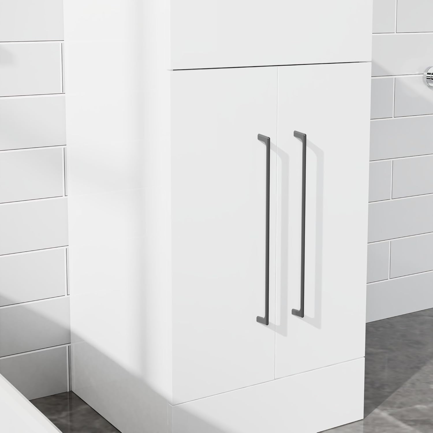 Goodyo 16" Small Bathroom Vanity Single Sink, Freestanding Modern Bathroom Cabinet with White Drop in Sink, 2 Doors Wood Storage Cabinet, White