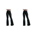 thumbnail image 1 of pitrice Women Wide Leg Jeans High Waist Flared Pants Solid Color Strap Spring Summer Hip-Lifting Ladies Trousers For Office Black S 2Set, 1 of 6