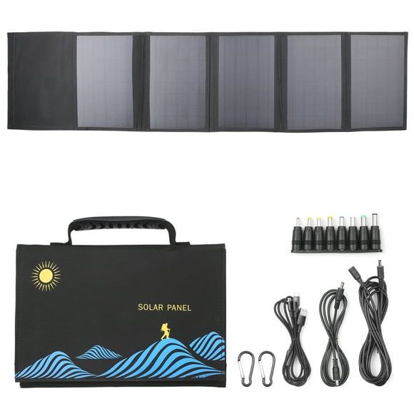 TFixol KKmoon 5-fold 40W Solar Panel Folding Bag Dual USB+DC Output Solar Charger Portable Foldable Solar Charging Device Outdoor Portable Power Supply for Outdoor Hiking Climbing Camping Picnic