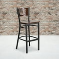 thumbnail image 2 of Flash Furniture 2 Pk. HERCULES Series Black Slat Back Metal Restaurant Barstool - Walnut Wood Back & Seat, 2 of 8