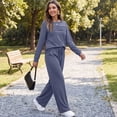 thumbnail image 7 of Women's 2 Piece Lounge Set Pleated Crewneck Top and Wide Leg Pants Relaxed Casual Fleece Travel Matching Outfit, 7 of 7