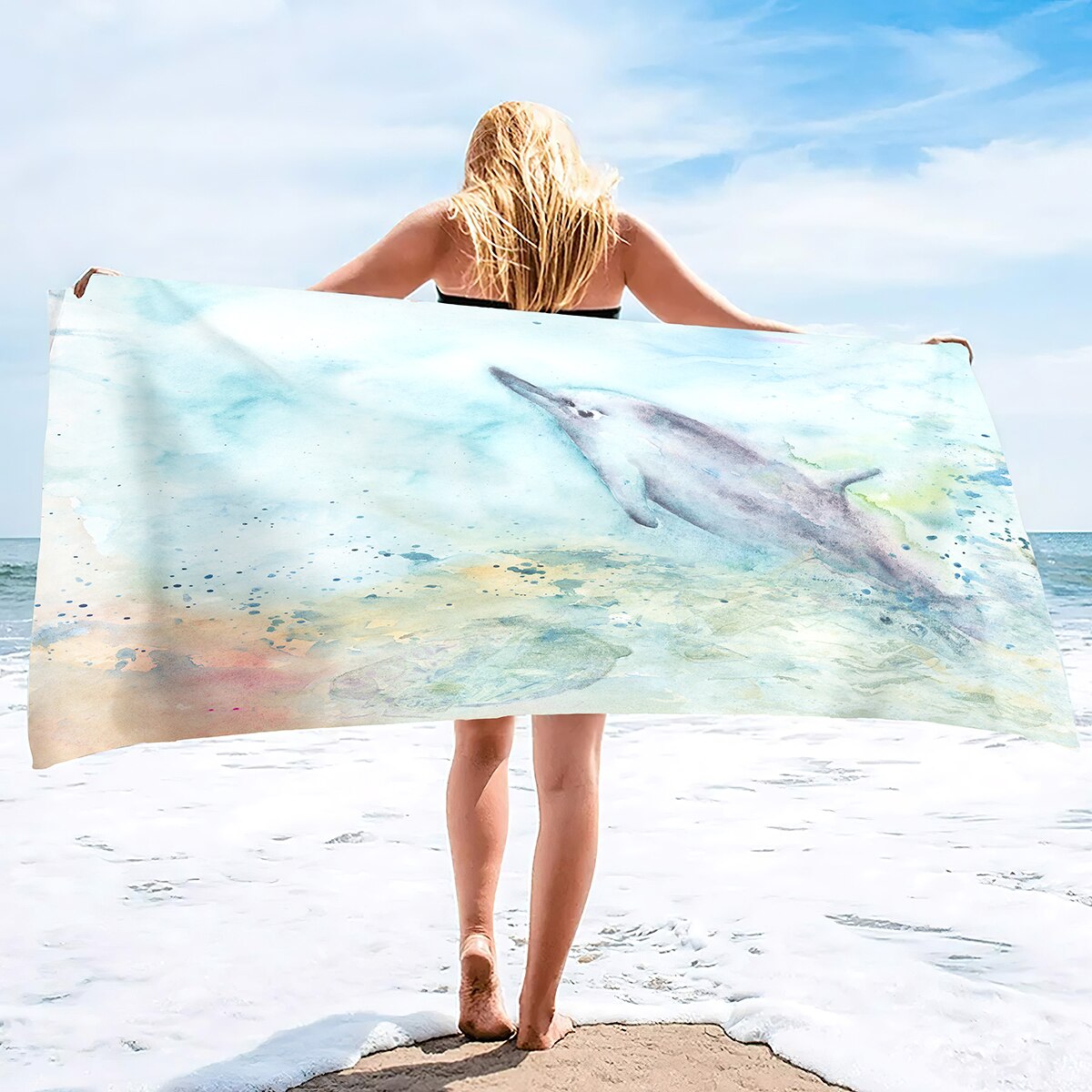 Dolphin Beach Towel for Girl Dolphins Bath Towel Pool Towel Super Soft