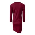 thumbnail image 5 of CEHVOM Robe Femme Aguichant Col en V Amincissant Ourlet Froncé Manches Longues, 5 of 5