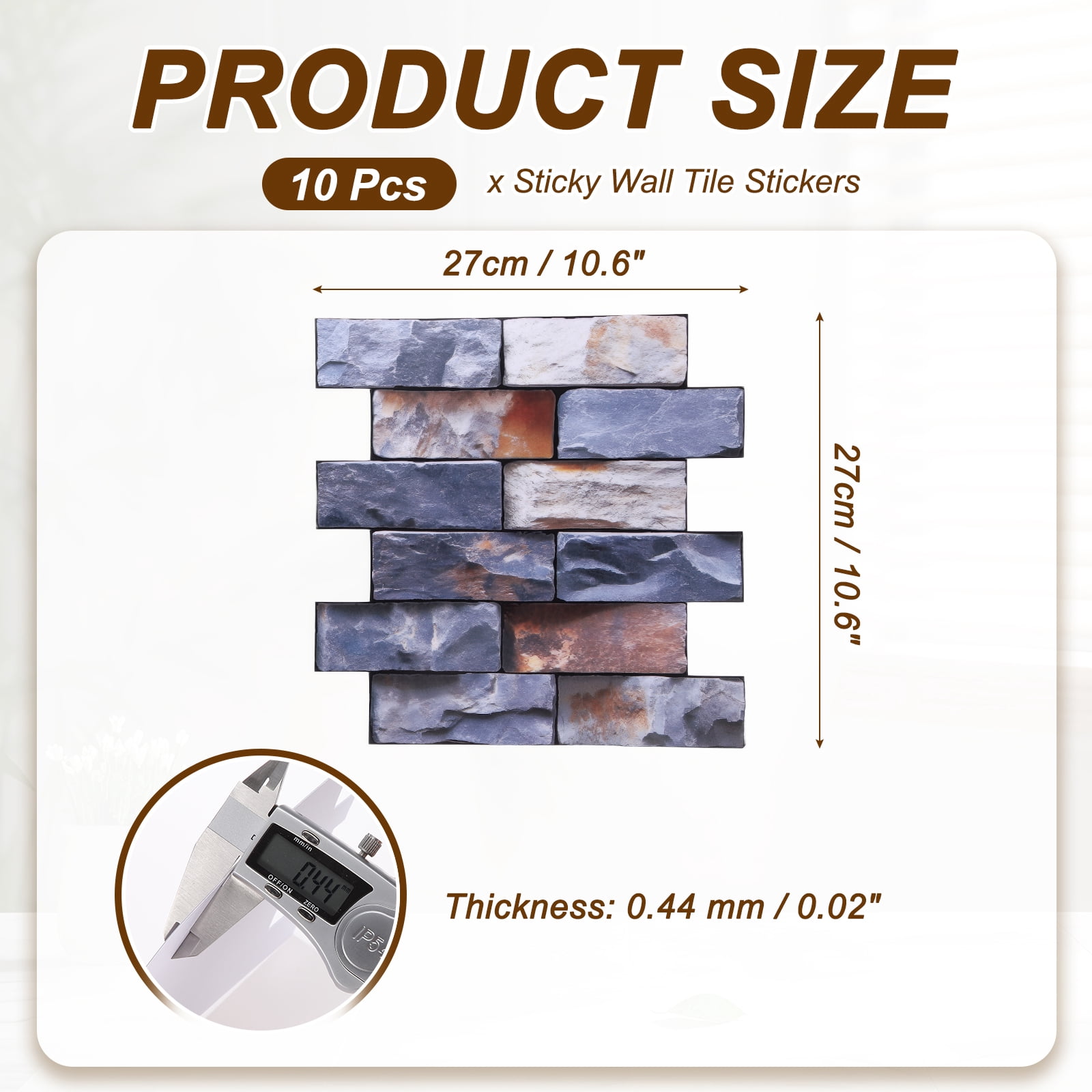 Uxcell 10Pcs Peel and Stick Backsplash Tiles 10.6" x 10.6" 3D Thickened Stone Texture Self-Adhesive Tile Stickers Wallpaper Wall for Kitchen Bathroom Bedroom, Green Gray