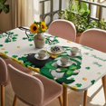 thumbnail image 3 of St. Patrick's Day Table Cloths for 3 Foot Rectangle Tables, Green Gnomes Shamrock Gold Coin Beige Patio Waterproof Elastic Fitted Tablecloths, Washable Rectangular Table Cover for Camping, 3 of 8