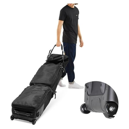 Ski Bags for Air Travel with Wheels - Snowboard Bag Up to 210CM 900D Heavy Duty Waterproof Fabric, Large Capacity Adjustable Length Padded Ski Bag, Fits Skiing Boards or Snowboarding Boards Black
