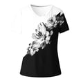 thumbnail image 4 of Fiudx Ofertas y Liquidaciones Camisetas Holgadas de Manga Corta con Cuello En V Informales con Estampado de Moda para Mujer, 4 of 4