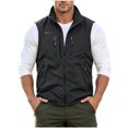 thumbnail image 2 of LEKWK Vest for Men Full Zip Stand Collar Sleeveless Jacket with Multi Zipper Pockets Lightweight Windproof Casual Outdoor Wear for Hiking Golf Fishing Black M, 2 of 6