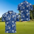thumbnail image 4 of Aplkyhs Matching Golf Shirts for Couple Blue Daisy Quarter Zip Men's Casual Short Sleeve Cool Golf Shirts 4-Way Stretch for Golf,Tennis,Hiking,Running,Gym Breathable Fabric, 4 of 6